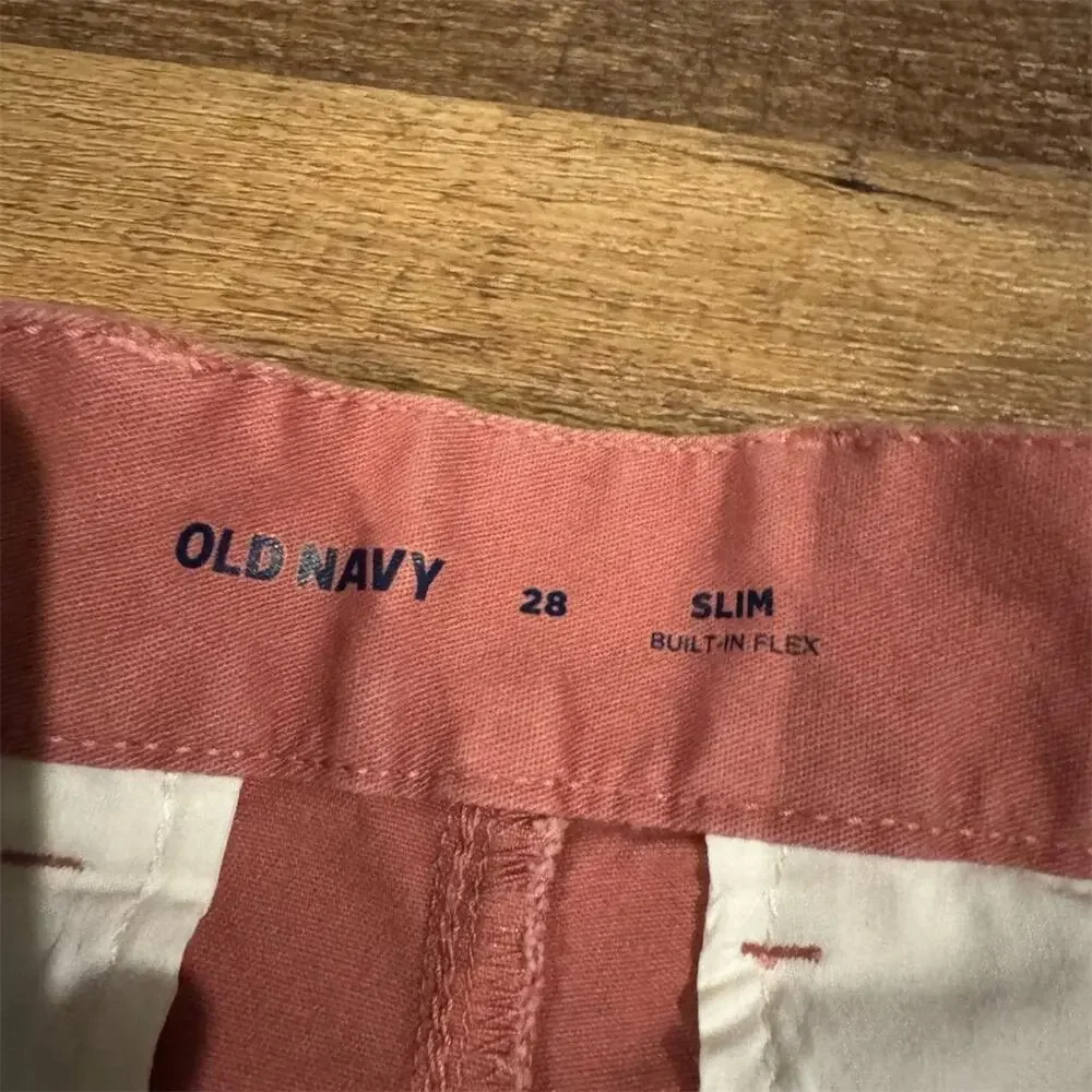 Old Navy Built in Flex Salmon Pink Slim Chino Shorts 28 Golf 8